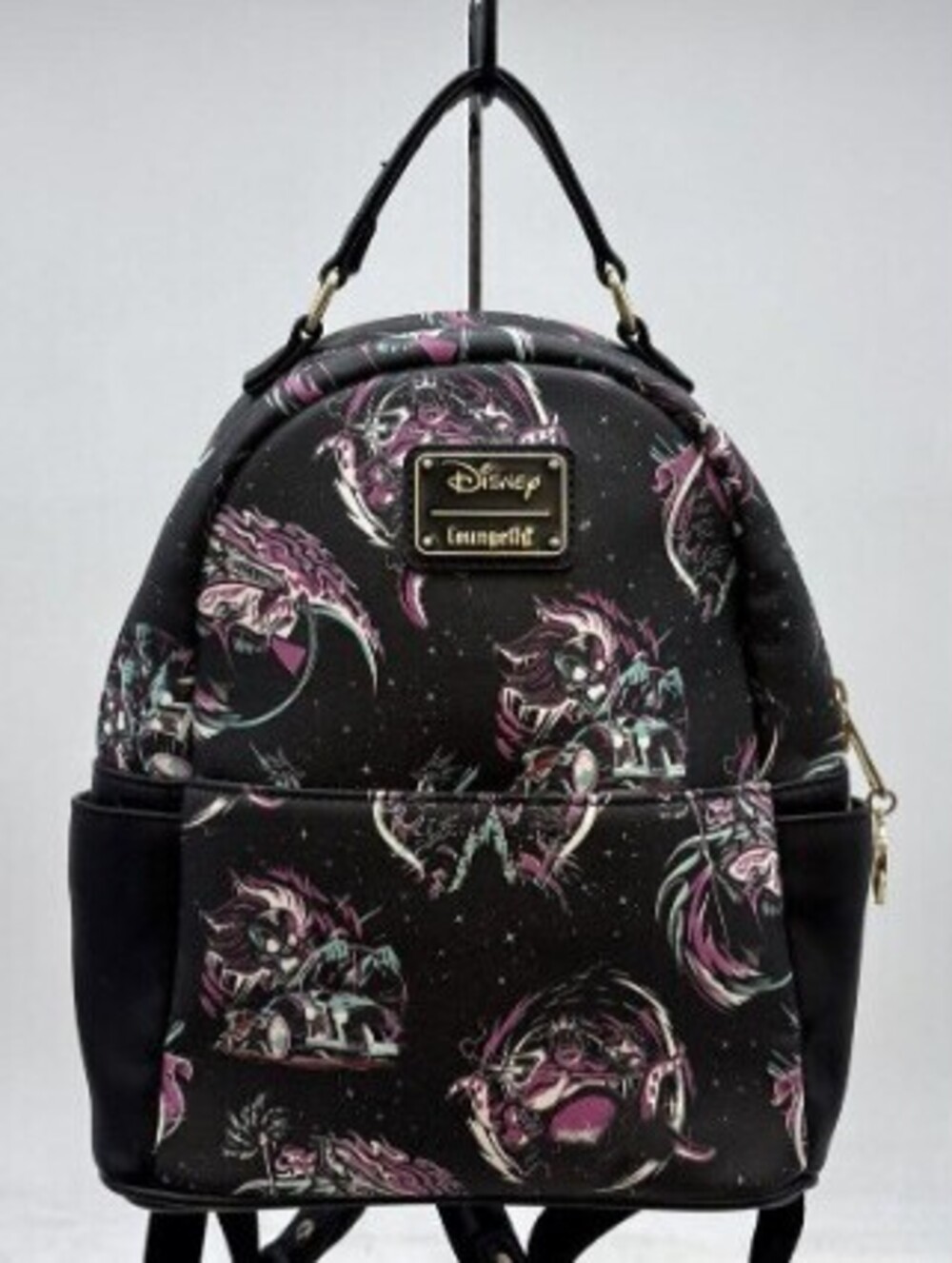 Loungefly Disney Mickey Mouse Black Faux Leather Backpack with Purple Accents